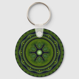 Groene fractale ronde ornament sleutelhanger