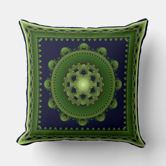 Groene frameschons met mandala kussen (Voorkant)