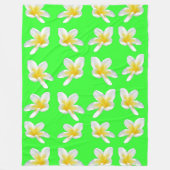 Groene Frangipani Delight, Grote Fleece Dekbed. Deken (Voorkant)