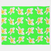 Groene Frangipani Delight, Grote Fleece Dekbed. Deken (Voorkant (Horizontaal))