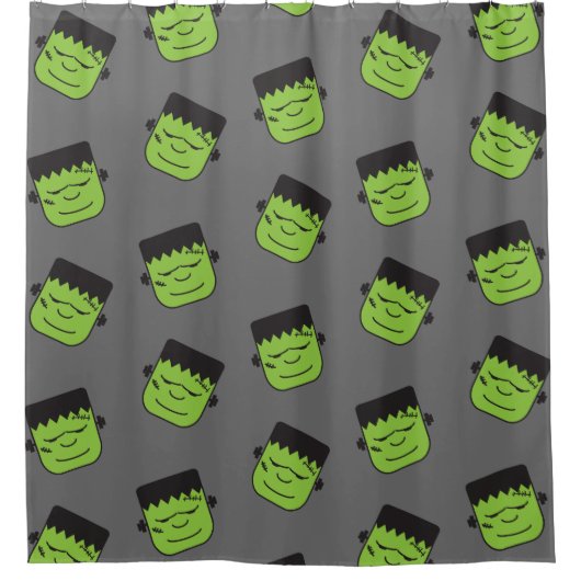 Groene Frankenstein koppatroon Halloween Douchegordijn (Voorkant)