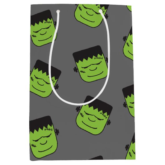 Groene Frankenstein koppatroon Halloween Medium Cadeauzakje (Voorkant)