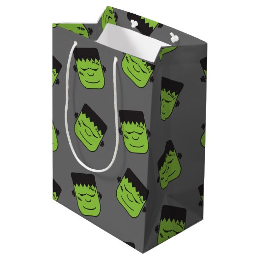 Groene Frankenstein koppatroon Halloween Medium Cadeauzakje (Achterkant Gekanteld)