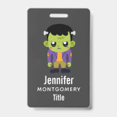 Groene Frankenstein Monster Halloween Badge (Achterkant)