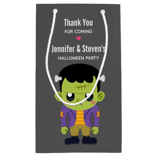 Groene Frankenstein Monster Halloween Dank u Klein Cadeauzakje (Achterkant)