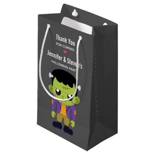 Groene Frankenstein Monster Halloween Dank u Klein Cadeauzakje (Voorkant Gekanteld)