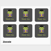 Groene Frankenstein Monster Halloween Dank u Vierkante Sticker (Vel)
