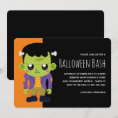Groene Frankenstein Monster Halloween Kaart (Voorkant / Achterkant)