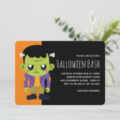 Groene Frankenstein Monster Halloween Kaart (Staand voorkant)