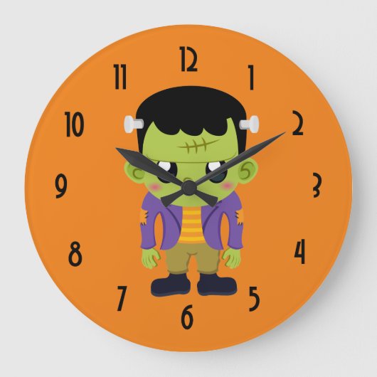Groene Frankenstein Monster Halloween Large Clock Grote Klok (Voorkant)