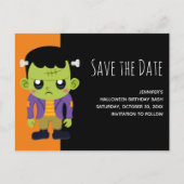 Groene Frankenstein Monster Halloween Save the Dat Uitnodiging Briefkaart (Voorkant)