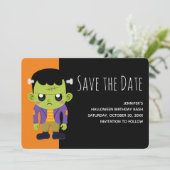 Groene Frankenstein Monster Halloween Save The Date (Staand voorkant)