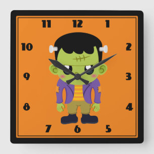Groene Frankenstein Monster Halloween Square Wall  Vierkante Klok