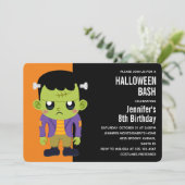 Groene Frankenstein Monster Halloween Uitnodiging (Staand voorkant)