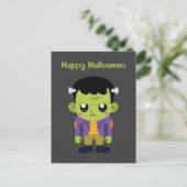 Groene Frankenstein Monster Happy Halloween Briefkaart (Staand voorkant)