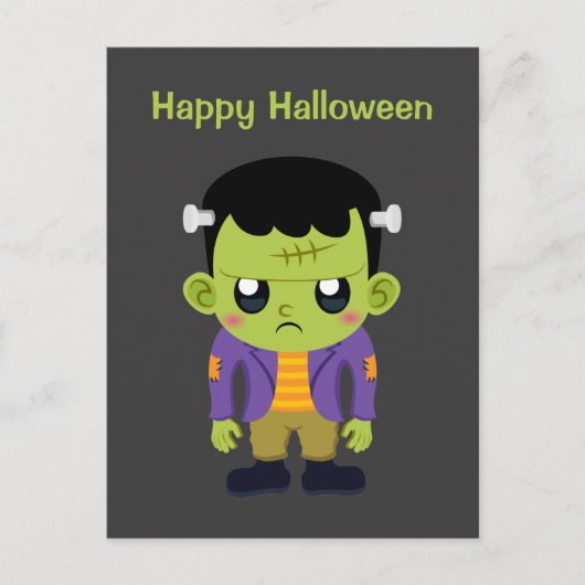 Groene Frankenstein Monster Happy Halloween Briefkaart (Voorkant)