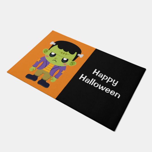 Groene Frankenstein Monster Happy Halloween Deurmat (Schuin)