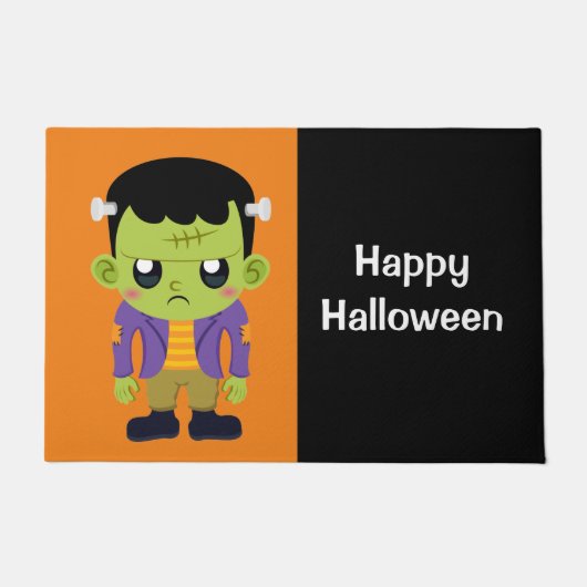 Groene Frankenstein Monster Happy Halloween Deurmat (Voorkant)