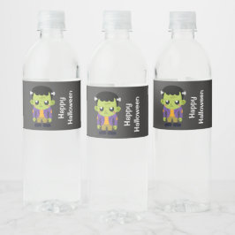 Groene Frankenstein Monster Happy Halloween Waterfles Etiket