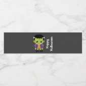 Groene Frankenstein Monster Happy Halloween Waterfles Etiket (Enkel label)