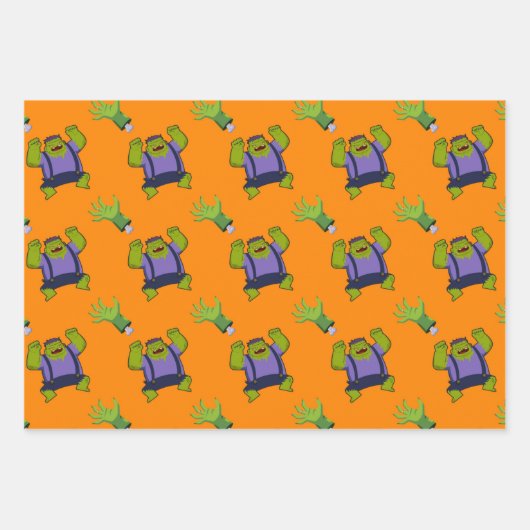 Groene Frankenstein Zombie Hand Halloween Cadeau Inpakpapier Vel (Voorkant 3)