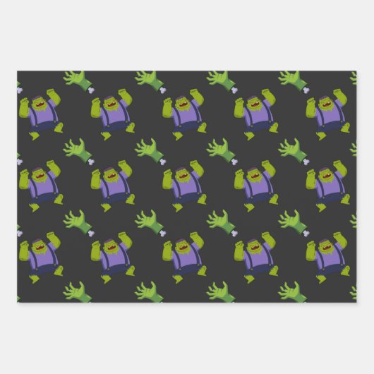 Groene Frankenstein Zombie Hand Halloween Cadeau Inpakpapier Vel (Voorkant 2)