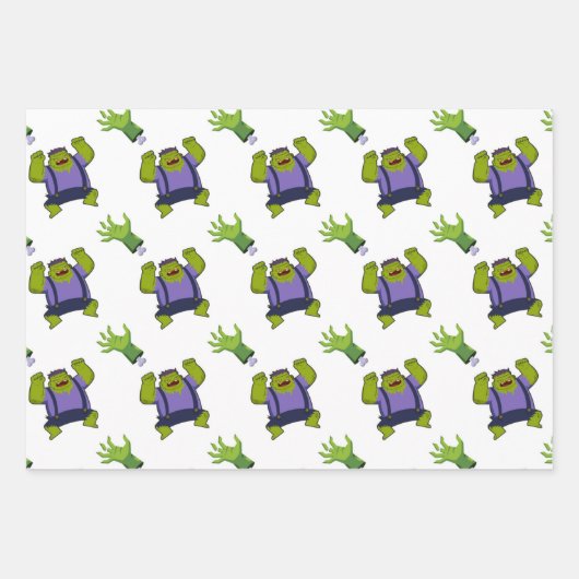 Groene Frankenstein Zombie Hand Halloween Cadeau Inpakpapier Vel (Voorkant)