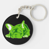 Groene Franse Bulldog Sleutelhanger (Achterkant)
