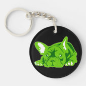 Groene Franse Bulldog Sleutelhanger (Voorkant)