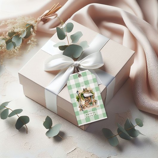 Groene Franse Café Bruidsdiner Cadeaulabel