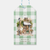 Groene Franse Café Bruidsdouche Cadeaulabel (Voorkant)