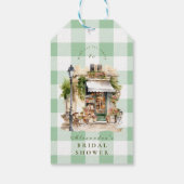 Groene Franse Café Bruidsdouche Cadeaulabel (Achterkant)