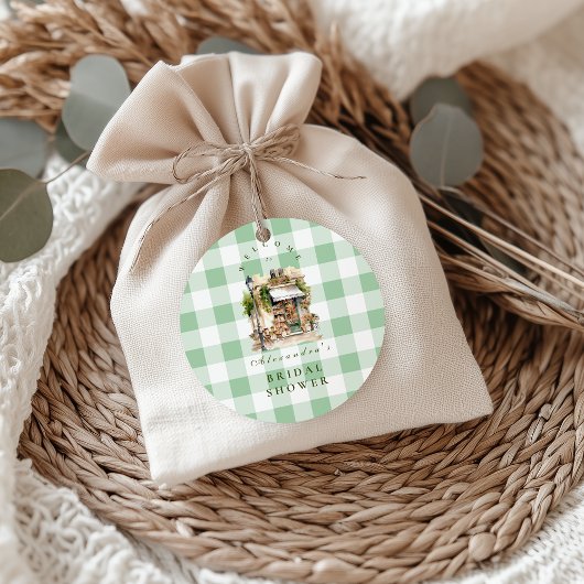 Groene Franse Café Bruidsdouche Ronde Sticker