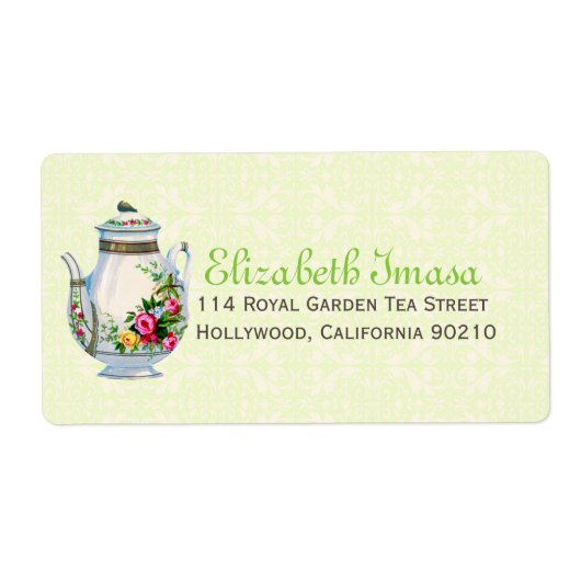 Groene Franse Tea Party Etiket (Voorkant)