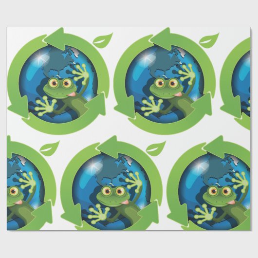 Groene Frog Earth Cadeaupapier (Vlak)