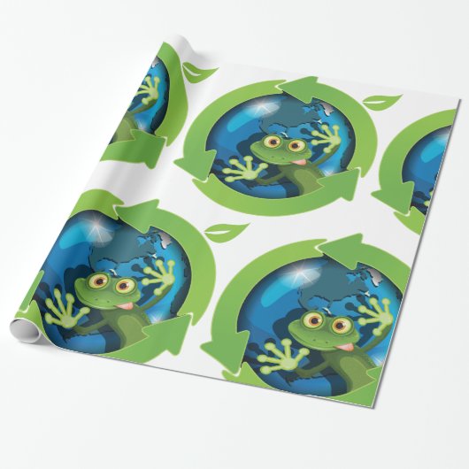 Groene Frog Earth Cadeaupapier (Uitgerold)