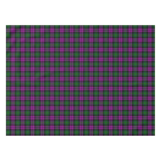 Groene Fuchsia Tartan Grote Plaid Schotse Clan Tafelkleed (Voorkant (Horizontaal))