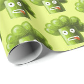 Groene Funny Cartoon Broccoli Vegetarian Pattern Cadeaupapier (Rol Hoek)