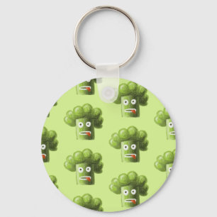Groene Funny Cartoon Broccoli Vegetarian Pattern Sleutelhanger