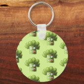 Groene Funny Cartoon Broccoli Vegetarian Pattern Sleutelhanger (Voorkant)