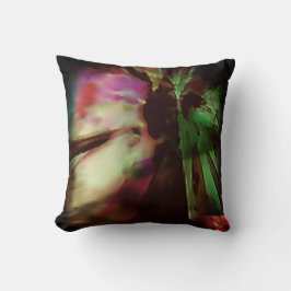 Groene Fuschia Beige Batik-achtige Abstracte Bloem Kussen