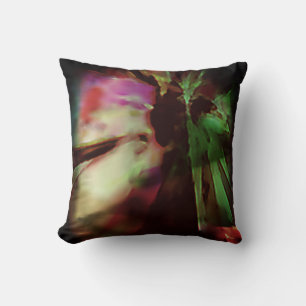 Groene Fuschia Beige Batik-achtige Abstracte Bloem Kussen