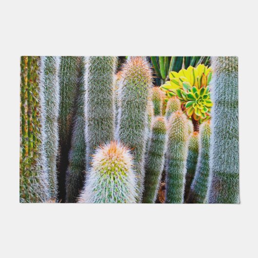 Groene fuzzy cactussen close-up foto vet modern ch deurmat (Voorkant)