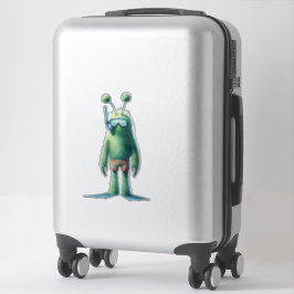 Groene Fuzzy Snorkelen Alien Sticker