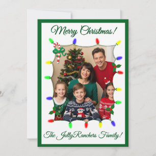 Groene/G Kerst Kaart met Lichten en foto's