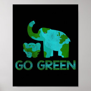 Groene Ga Olifant Natuur Klimaat Beschermen Uur Da Poster