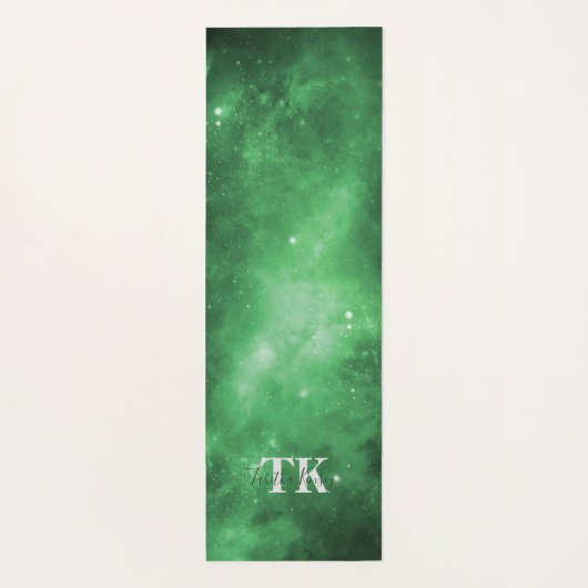 Groene Galaxy, Alignment Lines Yoga Mat (Achterkant)