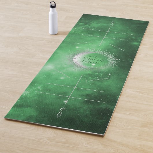 Groene Galaxy, Alignment Lines Yoga Mat (In situ)