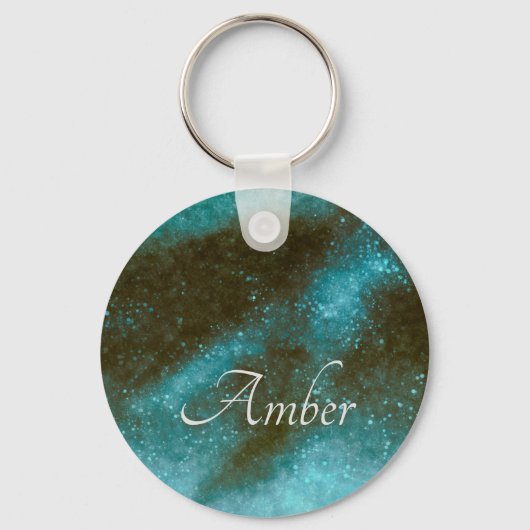 Groene Galaxy Glitter Abstract Persoonlijk Sleutelhanger (Voorkant)