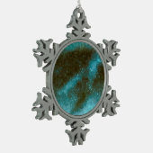 Groene Galaxy Sparkles Abstract Tin Sneeuwvlok Ornament (Links)